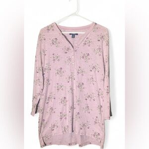 Chaps dusty rose & purple Floral Button Down Shirt